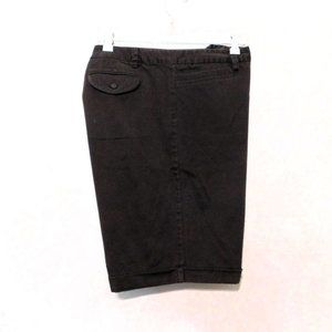 George Shorts Ladies 16 Dark Chocolate Brown Flat Front Cuffed Hem Cotton Blend